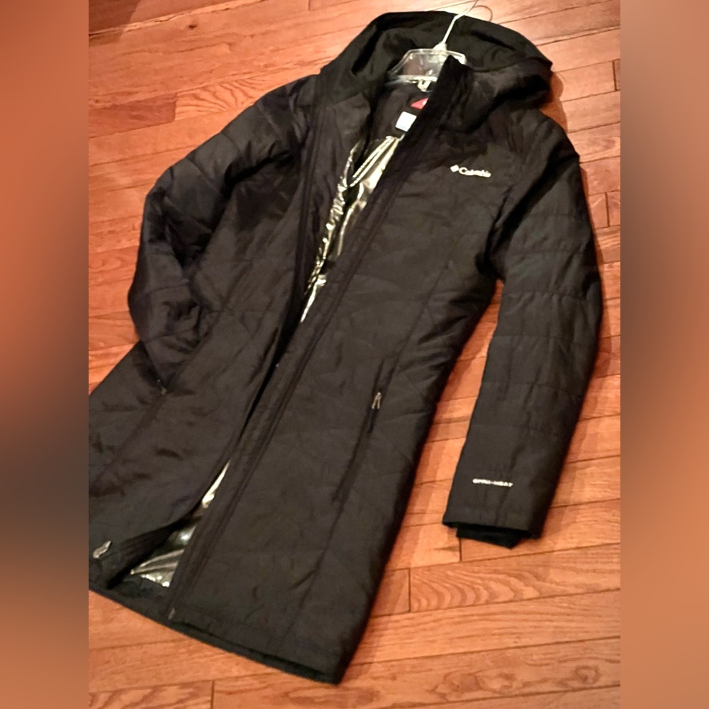 NWOT COLUMBIA black long women's jacket coat with hood size S - Picture 2 of 15